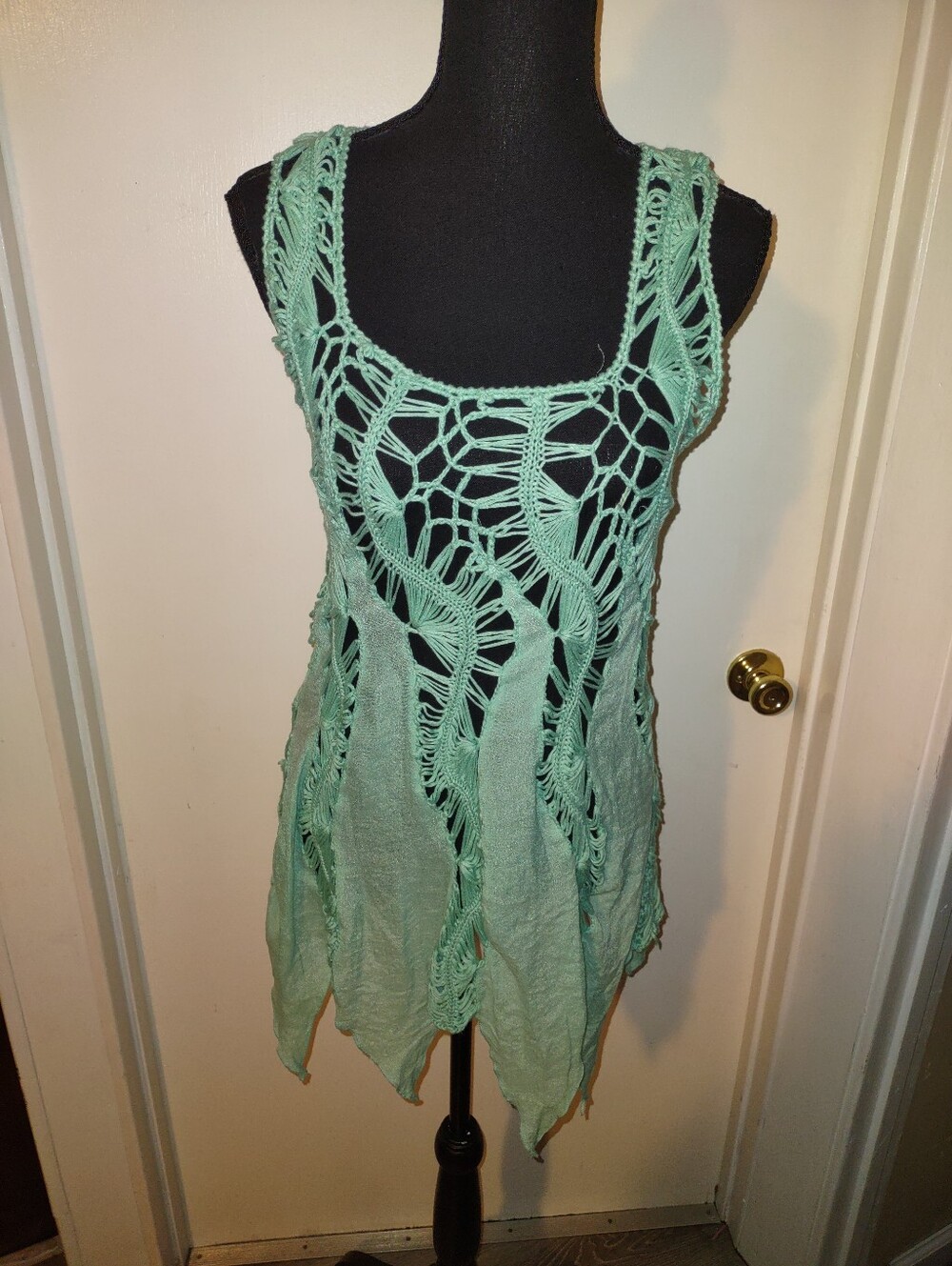 Mermaidcore Boho Blue Green Crochet Top - Picture 14 of 16